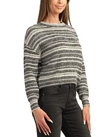 Bcx Juniors' Striped Crewneck Dropped-Shoulder Sweater