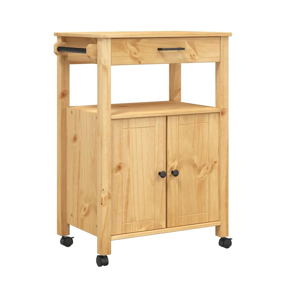 vidaXL Kitchen Trolley Monza 23.6"x15.7"x35.4" Solid Wood Pine