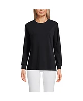 Lands' End Women's Cotton Relaxed Long Sleeve Crew Neck