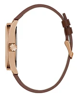 Guess Men's Multi- Function Brown Genuine Leather Watch 44mm