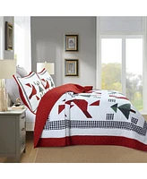 MarCielo 3 Pcs Winter Red Cardinals Christmas Quilt Bedspread Set Queen