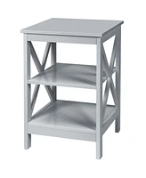 Gymax 3-Tier Nightstand End Table X Design Storage Display Shelf Living Room Grey