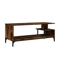 vidaXL Tv Stand Smoked Oak 40.2"x15.7"x16.1" Engineered Wood and Powder-coated Steel