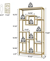 Tribesigns 71" Gold Bookshelves Set of 2, 11