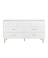 Slickblue Seven-Drawer Large Chest of Drawers with Golden Handles and Legs