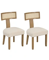 Gymax Set of Dining Chairs Armless Side Chairs w/ Curved Rattan Backrest for Kitchens