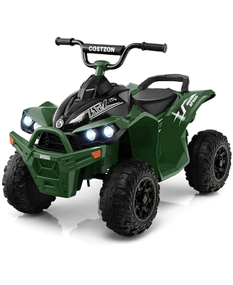 Costway 12V Battery Powered Kids Ride On Atv Electric 4-Wheeler Quad Car with MP3 & Ligh