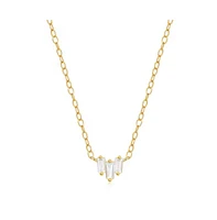 Hollywood Sensation 18K Gold Plated Sterling Silver Necklace with Three Emerald Cut Cubic Zirconia Stones