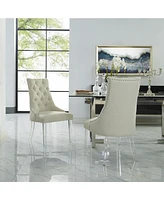 Inspired Home Winona Linen Acrylic Leg Dining Chair Set of 2