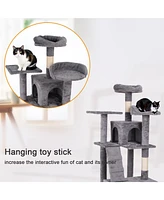 Slickblue Multi-Level Cat Climbing Frame with Scratching Posts, Condos & Interactive Toys for Playful Cats