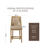 Maven Lane Vienna Counter Stool, Weathered Oak Finish, Avanti Bone Leather