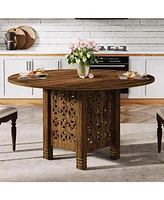 Tribesigns Round Dining Table for 4, 47-Inch Farmhouse Kitchen Table Round Dinner Table for 4