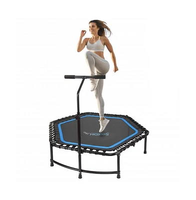 SereneLife Training & Fitness Gym Trampoline with Adjustable Handrail - Hexagonal