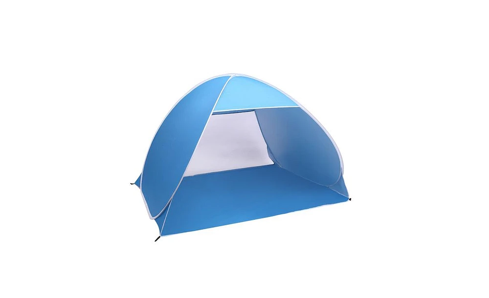 Slickblue 2-3 Person Beach Tent – Pop-Up Sun Shelter, Automatic Sun Umbrella, Blue, Ideal for Fishing and Beach