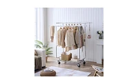 Slickblue Double Garment Rack with Shelves, 800lbs Capacity Clothing Rack