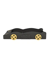 Slickblue Twin Size Race Car-Shaped Platform Bed with Wheels and Storage – Fun and Functional