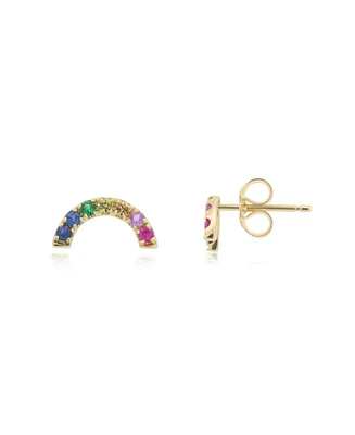 The Lovery Rainbow Gemstone Stud Earrings 14K Gold