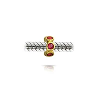 Bling Jewelry Red Imitation Ruby Cz Red Spacer Charm Bead Gold .925Sterling Silver