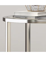 Streamdale Furniture Mirrored Modern Glam End Table with Glass Top and Reflective Accents