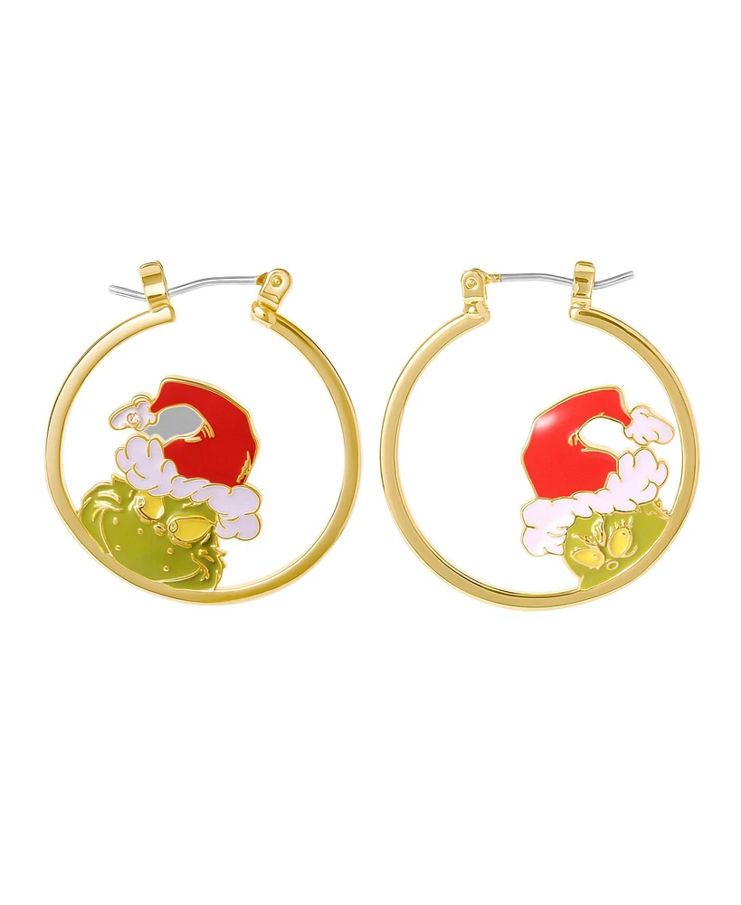 Dr. Seuss Dr Seuss Grinch Mismatched Head Hoop Earrings