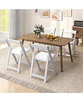 Gymax Set of 4 Dining Chairs w/ Rubber Wood Legs & Padded Seat for Home Office Events White