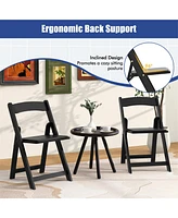 Gymax Set of 4 Dining Chairs w/ Rubber Wood Legs & Padded Seat for Home Office Events White