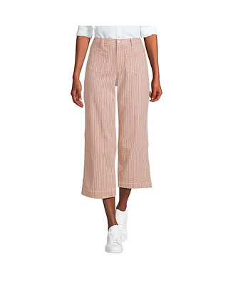 Lands' End Women's Printed Twill High Rise 5 Pocket Wide Leg Crop Pants