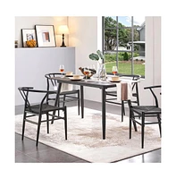 Yaheetech Set of 2 Weave Arm Chair Mid-Century Metal Dining