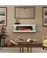 Mondawe Stylish Electric Fireplace with 50" Suspended Led Light Mantel with Remote Control