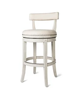 Maven Lane Alexander Bar Stool in White Oak Finish w/ Natural Color Fabric Upholstery