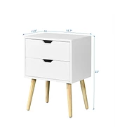 Slickblue Side Table with 2 Drawers and Rubber Wood Legs for Elegant Storage