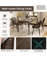 Gymax Dining Chairs Set of w/ Padded Back Metal Legs & 2 Adjustable Foot Pads