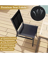 Gymax 2PCS Outdoor Dining Chairs w/ Breathable Seat Backrest Heavy-Duty Aluminum Frame