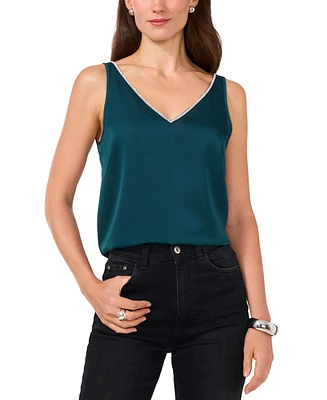Vince Camuto Women's Rhinestone-Trim V-Neck Tank