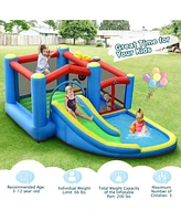 Costway Inflatable Kids Water Slide Outdoor Indoor Slide Bounce Castle with 550W Blower