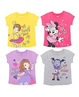 Disney Girls Sofia the First Minnie Mouse Vampirina Fancy Nancy 4 Pack T-Shirts to