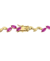 Lab-Created Pink Sapphire & Polished Marquise Link Bracelet (9-1/2 ct. t.w.)