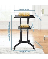 Yescom Portable Rolling Podium Mobile Standing Laptop Desk Presentation Lectern Office