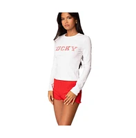 Edikted Womens Get Lucky Long Sleeve T Shirt