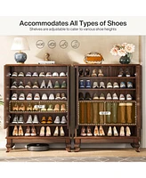 Tribesigns Shoe Cabinet for Entryway, 6-Tier Large Shoe Storage Cabinet with Doors and Adjustable Shelves, Wooden 24