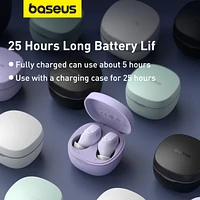 Baseus True Wireless Earbuds Tws Blueteeth 5.3 Headphones 20 Hours Battery,White