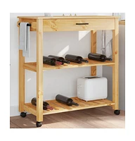 vidaXL Kitchen Trolley Monza 33.1"x15.7"x35.4" Solid Wood Pine