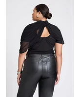 Eloquii Plus Sheer Wrap Drape Blouse