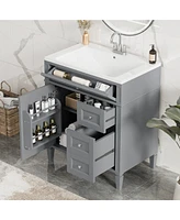 Slickblue 30'' Bathroom Vanity with Integrated Sink Top for Stylish and Space-Efficient Storage