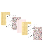 Hudson Baby Infant Girl Flannel Burp Cloth 7pk, Pink Yellow Pretty Floral, One Size