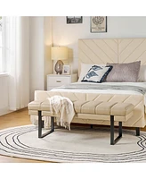 Mid-century Modern Laurens Upholstered Bench with Metal Legs