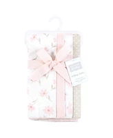 Hudson Baby Infant Girl Cotton Flannel Burp Cloths, Pink Honey Bunny, One Size