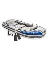 Intex Excursion 5 Person Inflatable Boat, Water Fishing River Raft Set w/Oars