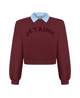 Nocturne Women's Crop Sweatshirt With Collar Accessory