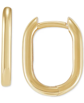 Polished Oval Small Huggie Hoop Earrings in 10k Gold, 1/2"